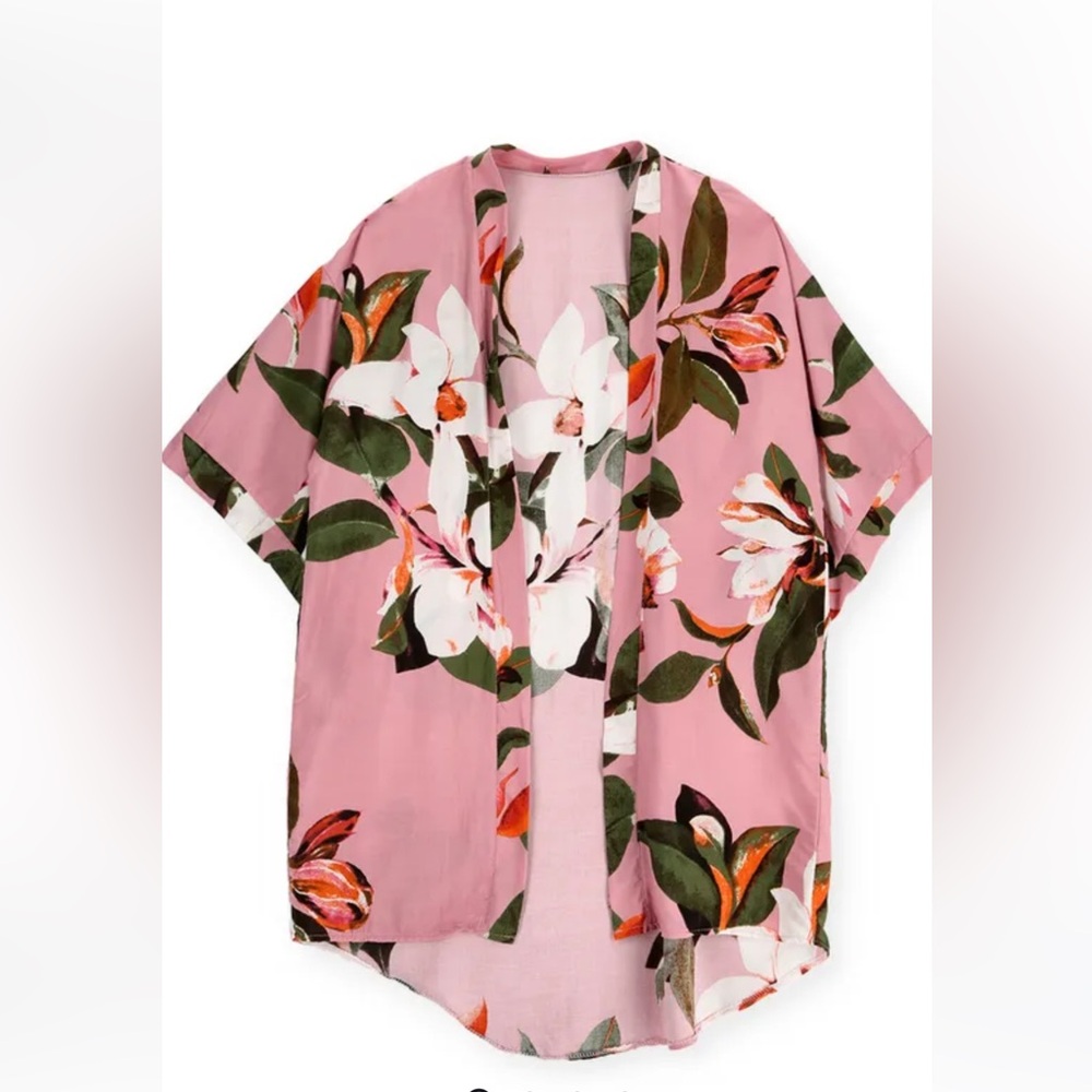 Ale hop pink Floral Kimono Cardigan one size